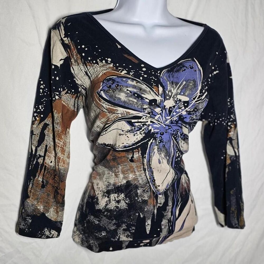 vintage y2k 2000s whimsigoth fairy boho 3/4 sleeve top